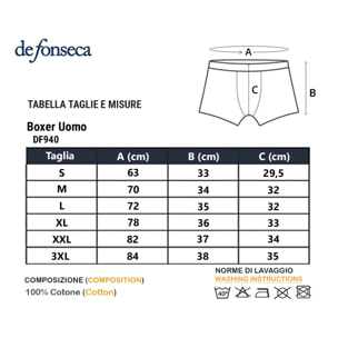 Boxer Uomo De Fonseca 100% Cotone Art. DF940 Conf.3pz Assortito
