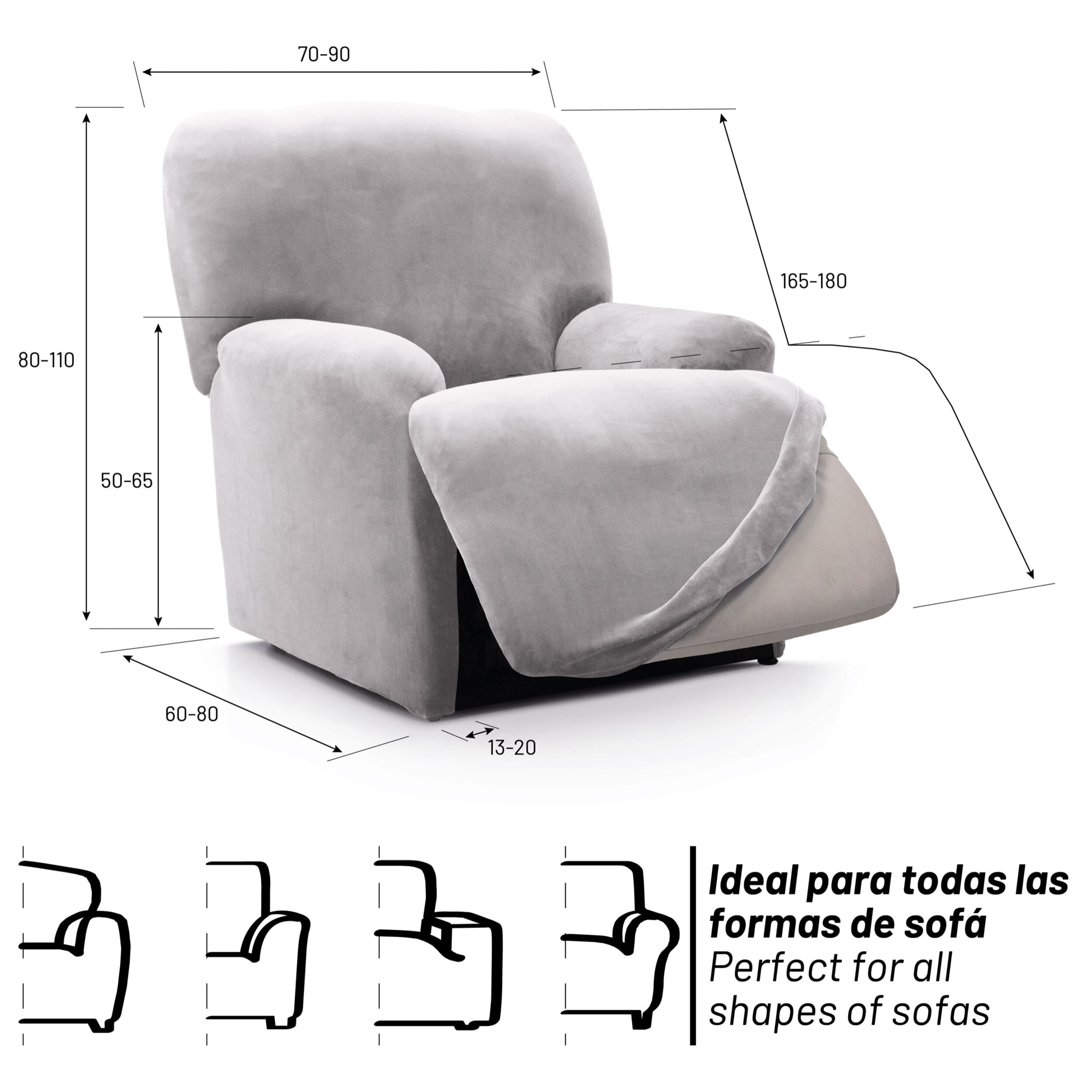 Funda TERCIOPELO ANTIMANCHAS Multi elástica para RELAX PIES JUNTOS modelo VERONICA