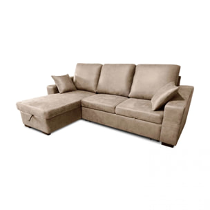 Sofá cama con chaiselongue reversible 4 plazas Edna Cemento