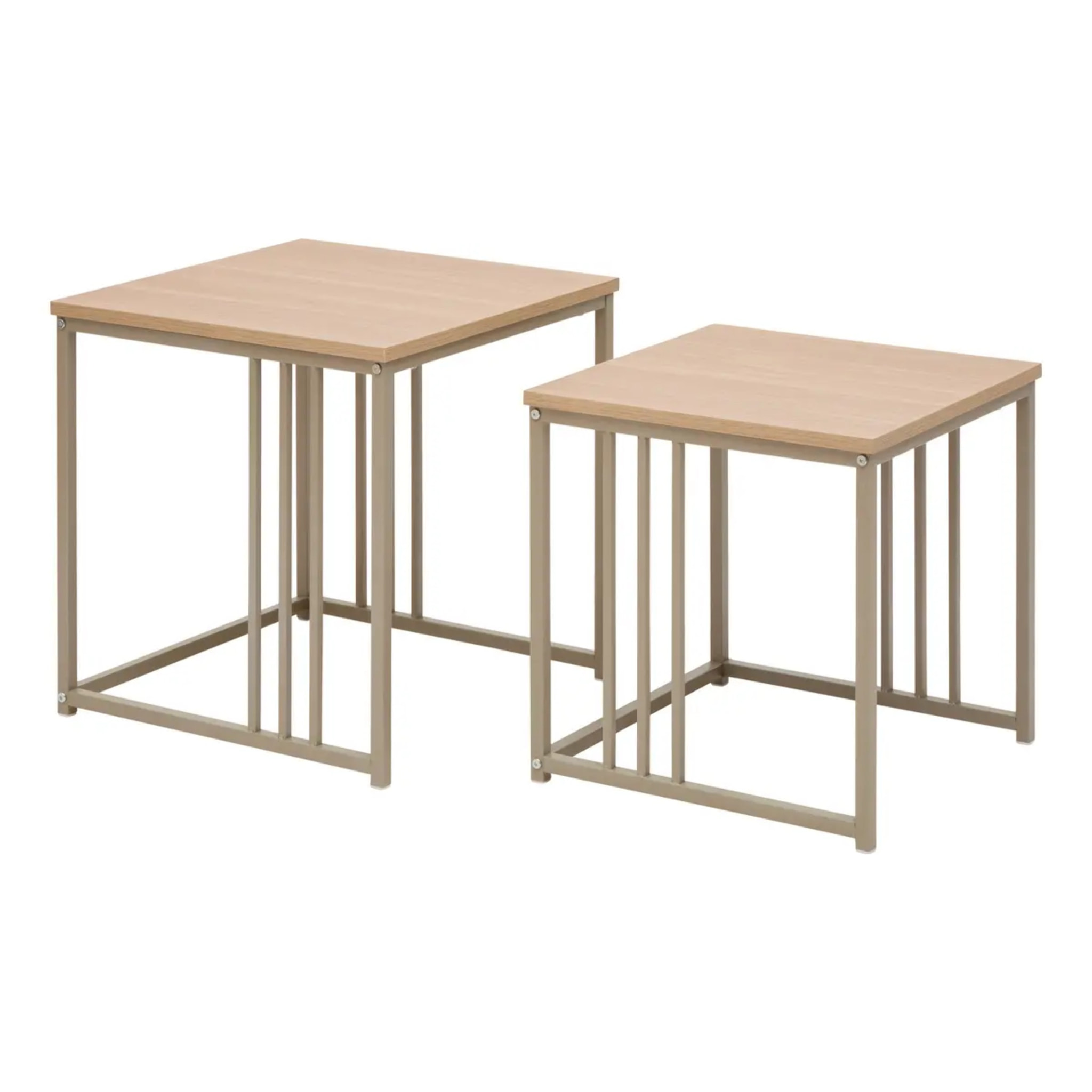 Lot de 2 tables gigognes Duna carrées 40/45cm beige