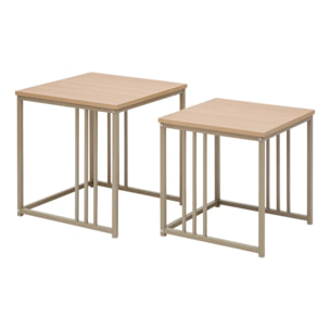 Lot de 2 tables gigognes Duna carrées 40/45cm beige