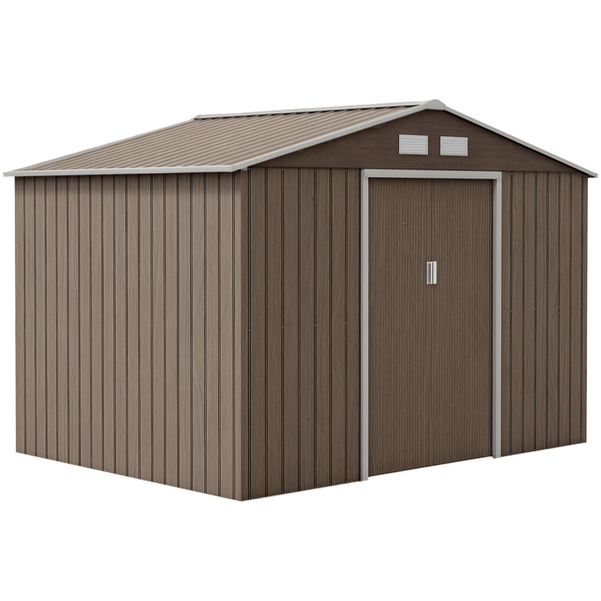 Abri de jardin - cabanon double porte coulissante, fondation incluse - 277 x 191 x 192 cm - tôle d'acier ondulée effet bois
