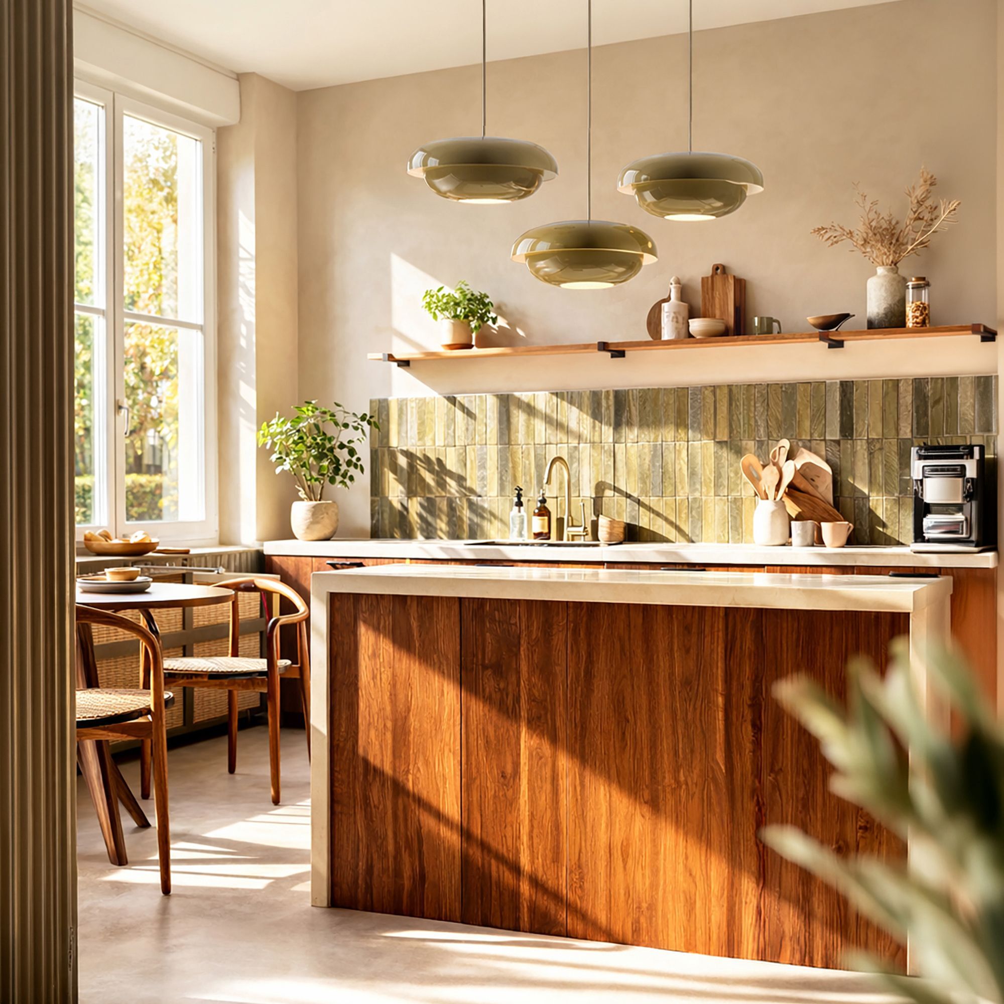 Suspension ronde en métal verte CHLOE