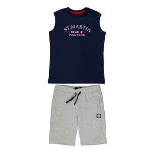 Set canotta e bermuda jersey Polo Club St Martin Blu