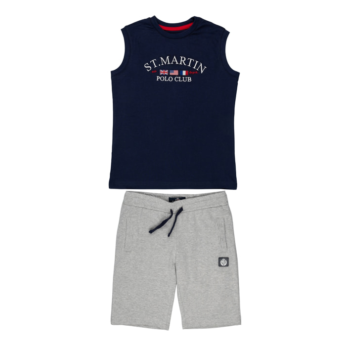 Set canotta e bermuda jersey Polo Club St Martin Blu