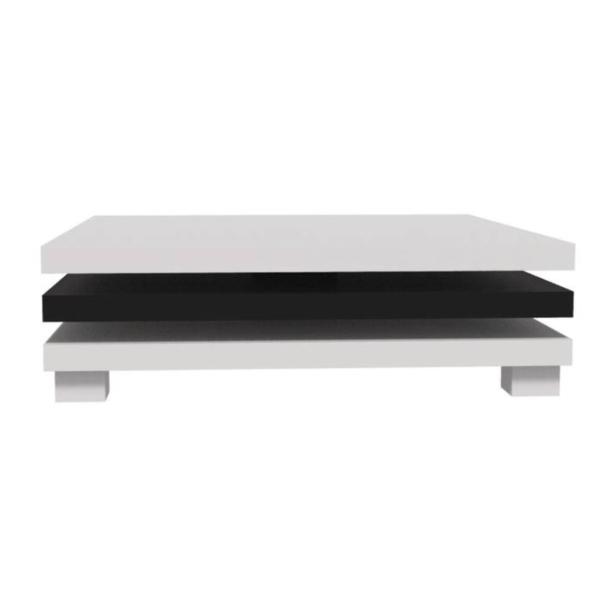 Table basse "Elena" - 80 x 80 x 32 cm - Blanc / Noir