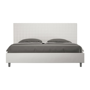 Letto matrimoniale king size contenitore imbottito 200x200 similpelle bianco Sunny