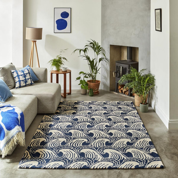 Tapis salon et chambre fait à la main en laine motif géométrique NUITORH