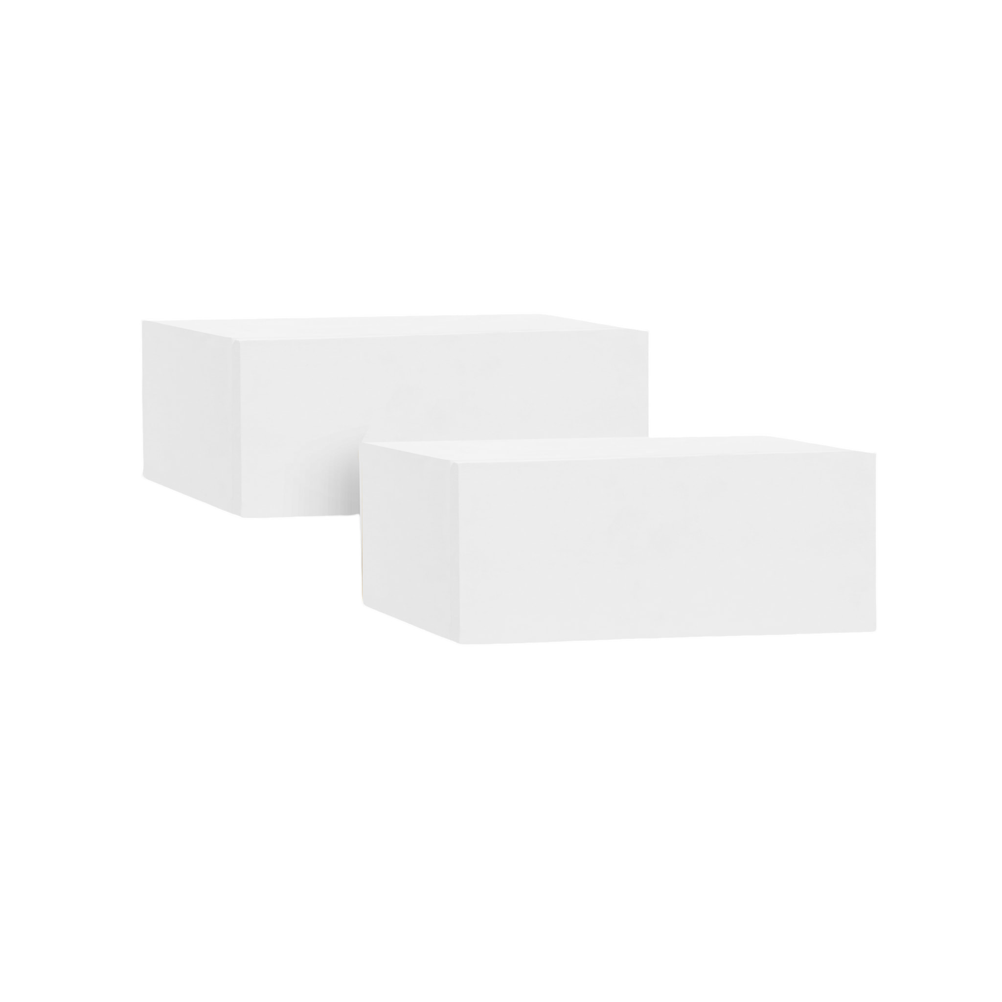 Pack de deux tables de chevet flottantes en bois massif blanc 15x40cm Hauteur: 15 Longueur: 40 Largeur: 25.5