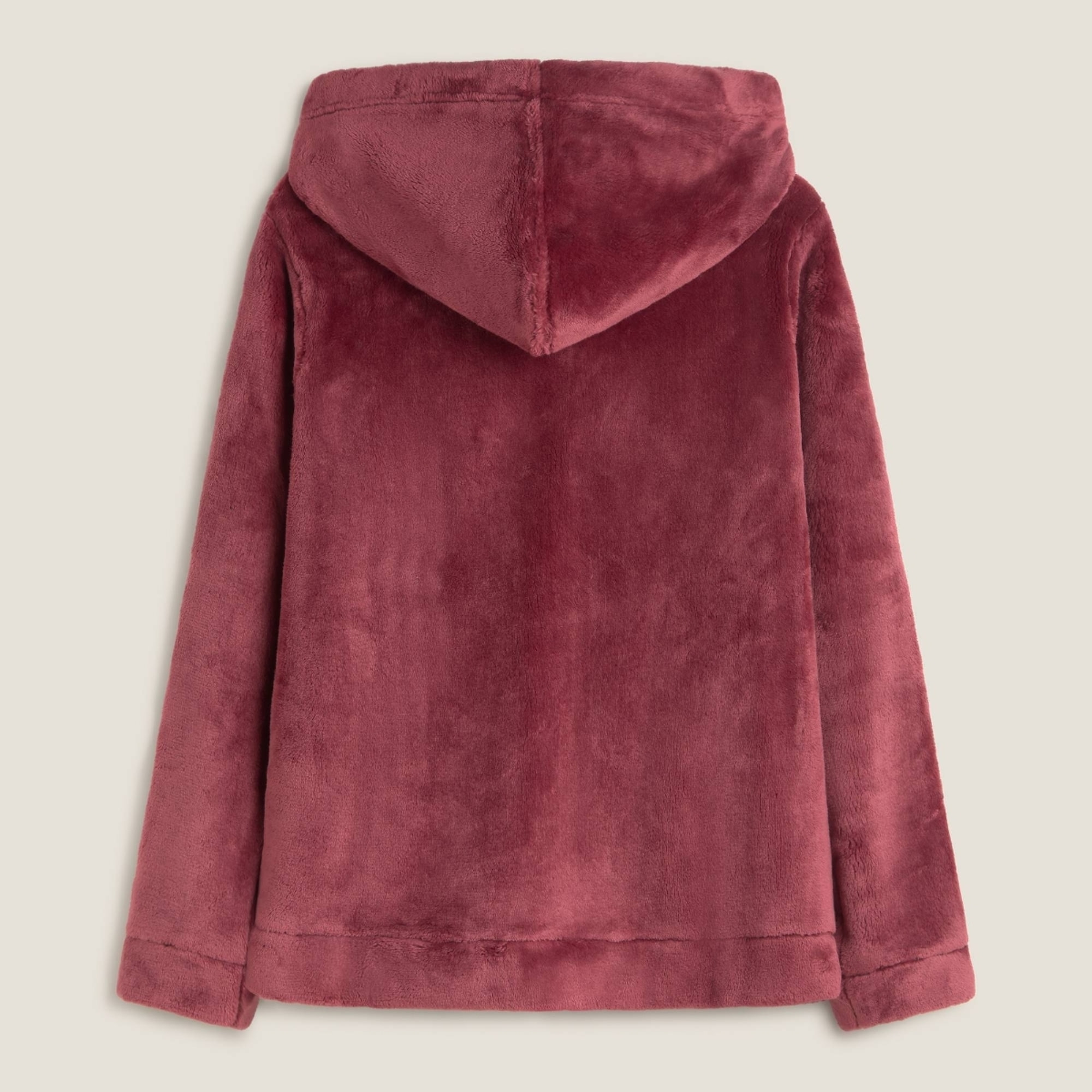 Chaqueta polar con capucha efecto pelo Este color rosa palo Poliéster