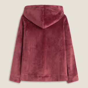 Chaqueta polar con capucha efecto pelo Este color rosa palo Poliéster