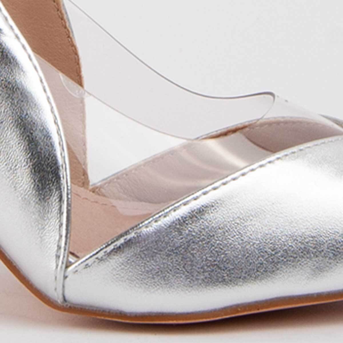 Zapato De Tacón - Plateado - Altura: 8 Cm