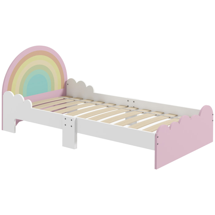 Cama para Niños de 3-6 Años 143x74x66 cm Cama Infantil de Madera en Forma de Arcoíris Mueble de Dormitorio Moderno Carga 80 kg Rosa