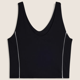 Canotta cropped con profili a contrasto e scollo ampio