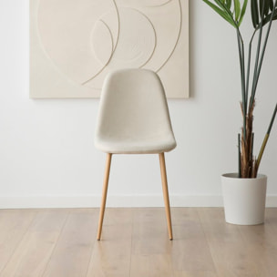 Pack de 4 chaises -tissu et bois-couleur beige 44 x 88 x 51 cm
