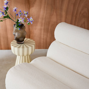 Lot de 2 chauffeuses bouclette texturée blanc 1 place - L 81 x P 99 x H 75cm - Nova