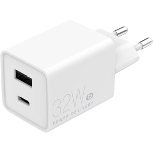 Chargeur ESSENTIELB 32W charge rapide USB-A  / USB-C Blanc
