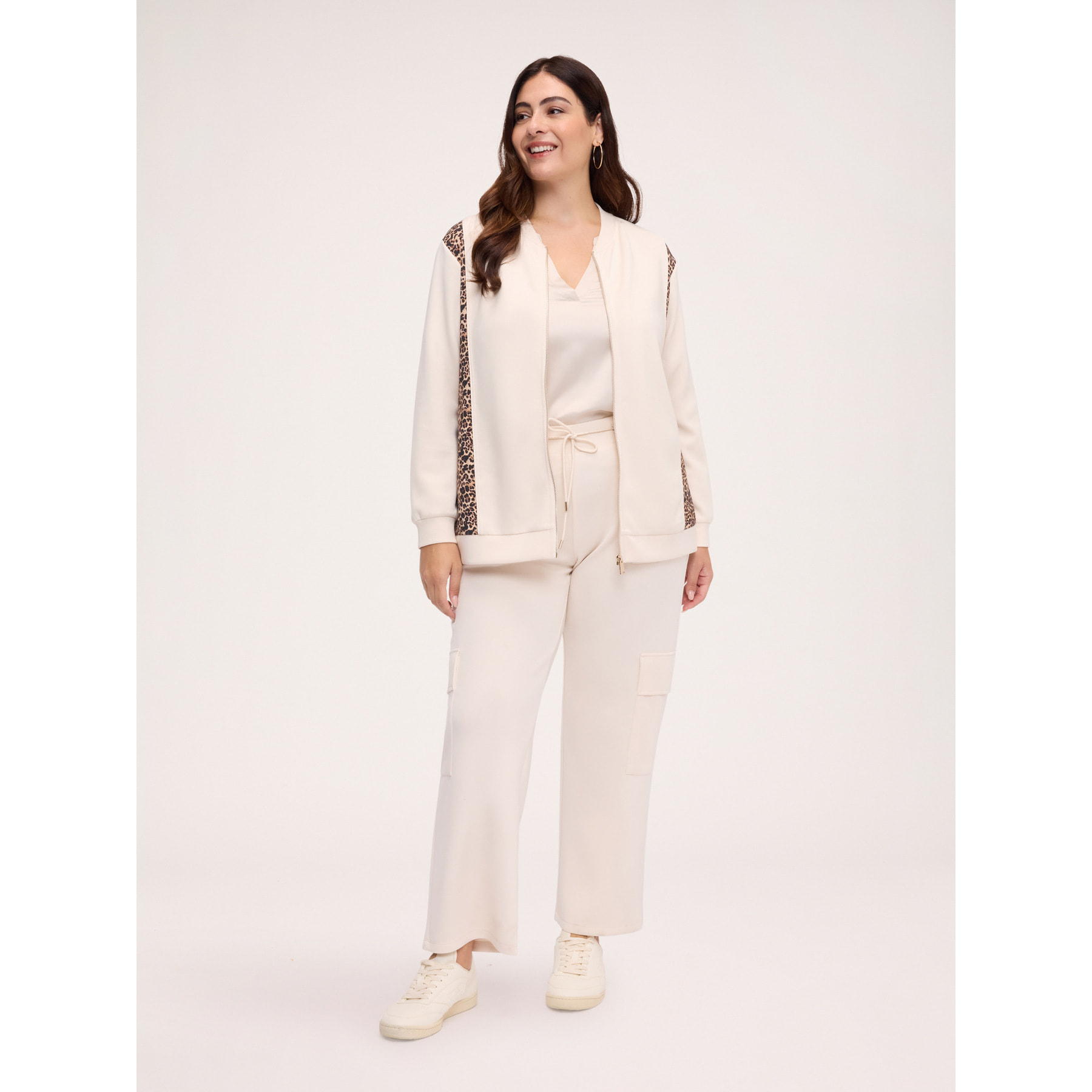 Fiorella Rubino - Pantaloni cargo con stampa macula - Beige