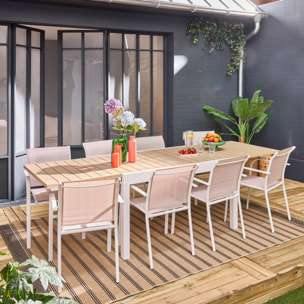 Table de jardin extensible aluminium + 8 assises ELORA + AMARA