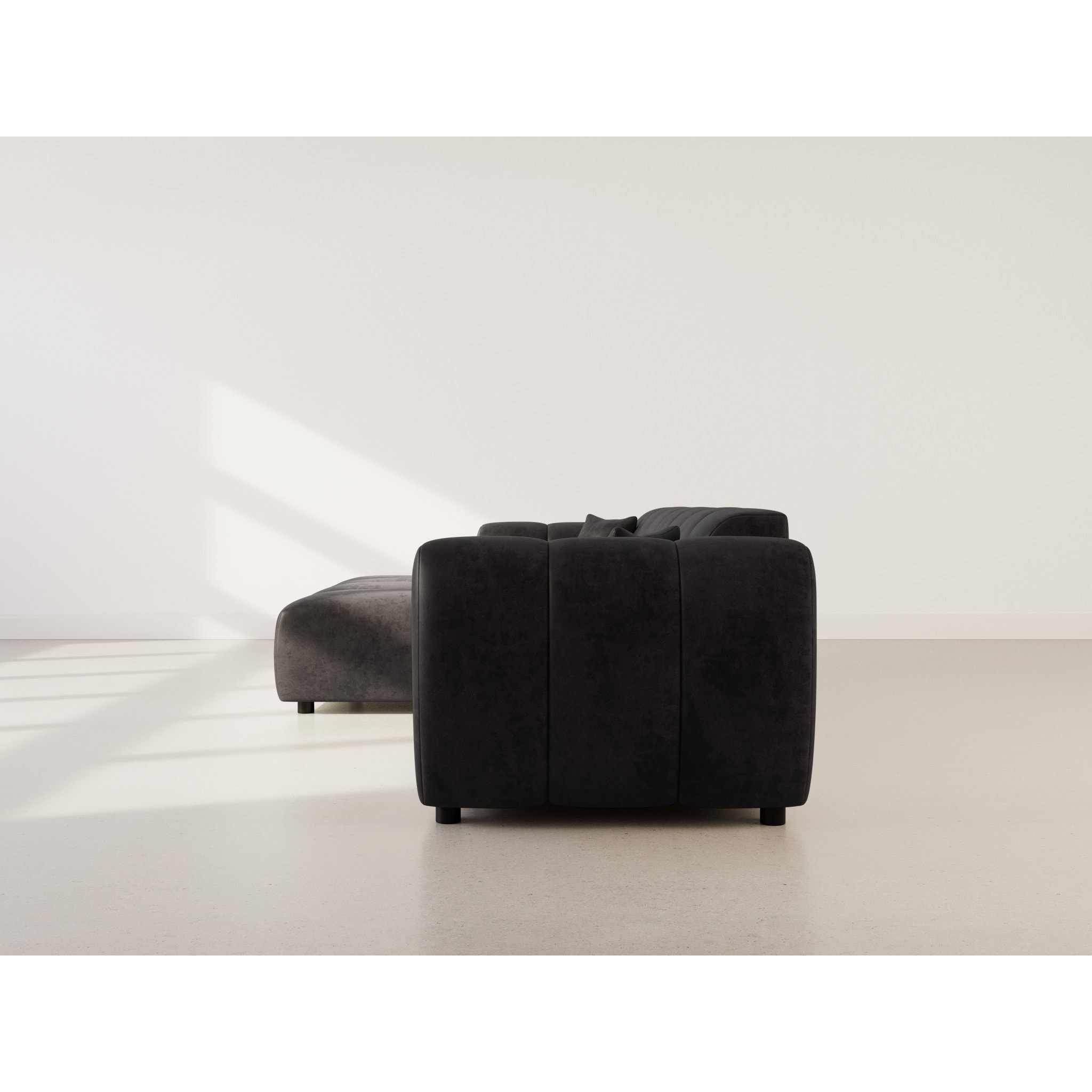 Curtis - canapé d'angle gauche 4 places en simili - Noir