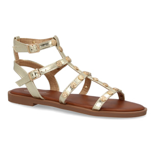 Sandalias planas de mujer, comodas y elegantes, diseño moderno con adornos de tachuelas