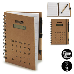 Cuaderno calculadora con bolígrafo 14 cm.