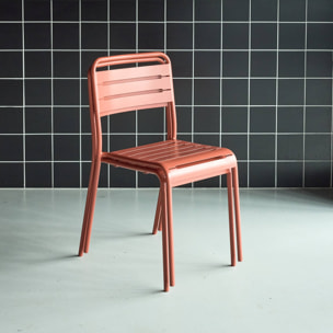 Lot de 2 chaises de jardin acier. 2 places. terracotta. Amelia. L44 x P52 x H79cm