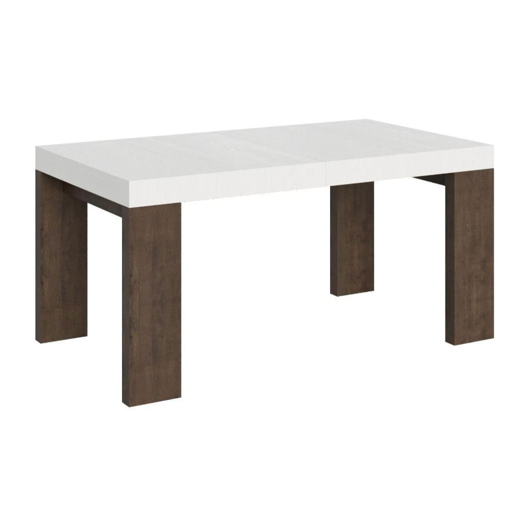 Mesa extensible 90x160/420 cm Roxell Mix tapa Fresno Blanco patas Nogal