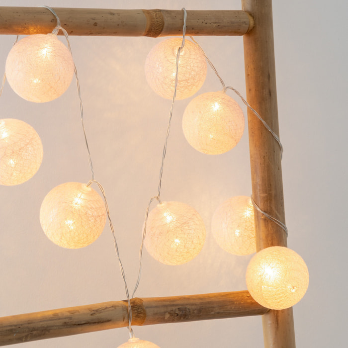 Guirlande LED 10 boules pile rose clair L165cm