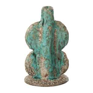 J-Line vase Naga Smal - céramique - azur/brun - 20 cm de hauteur