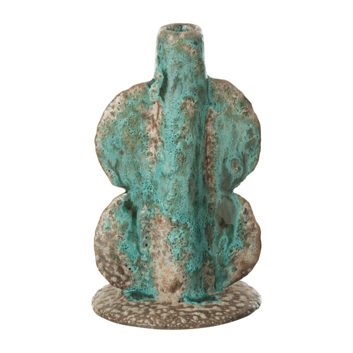 J-Line vase Naga Smal - céramique - azur/brun - 20 cm de hauteur