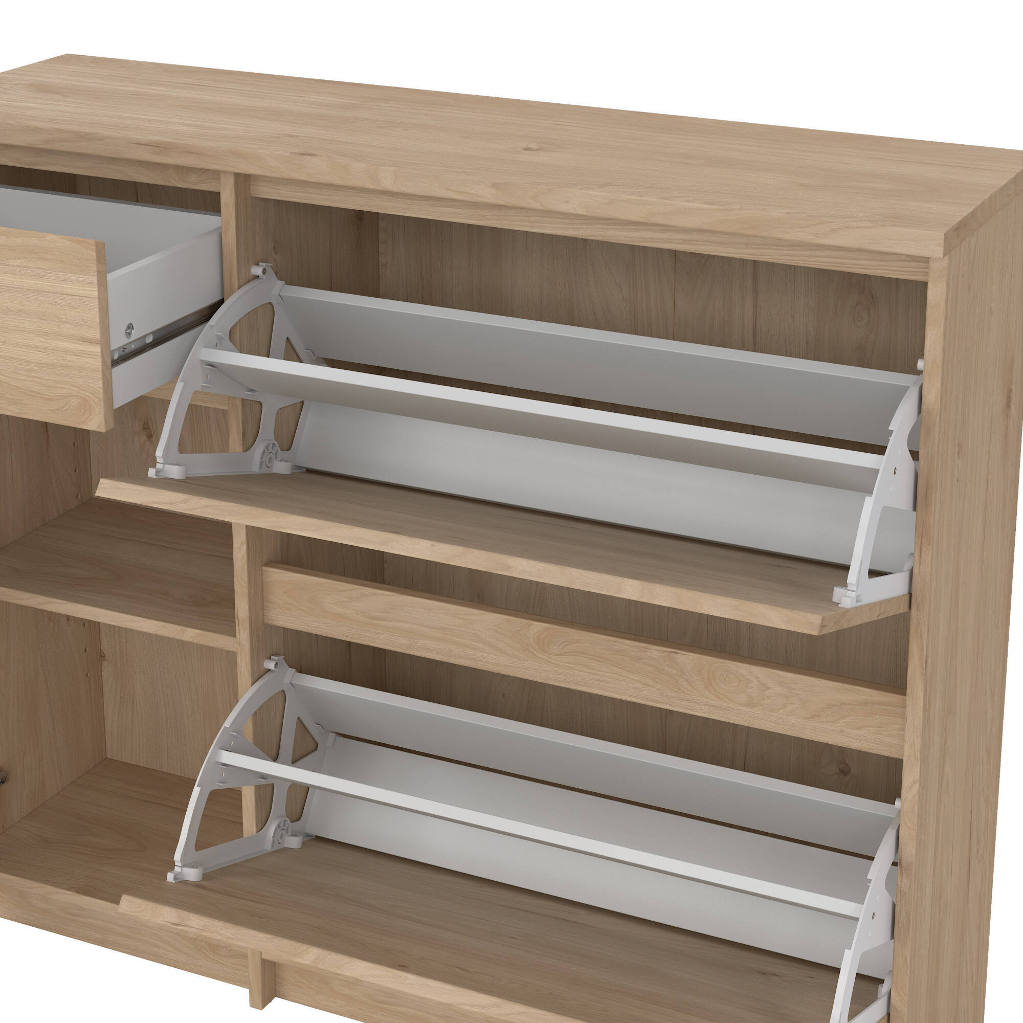 Scarpiera Todd, Mobile portascarpe, Armadio da ingresso multiuso, Mobiletto per calzature, 109x32 h93 cm, Rovere