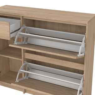 Scarpiera Todd, Mobile portascarpe, Armadio da ingresso multiuso, Mobiletto per calzature, 109x32 h93 cm, Rovere