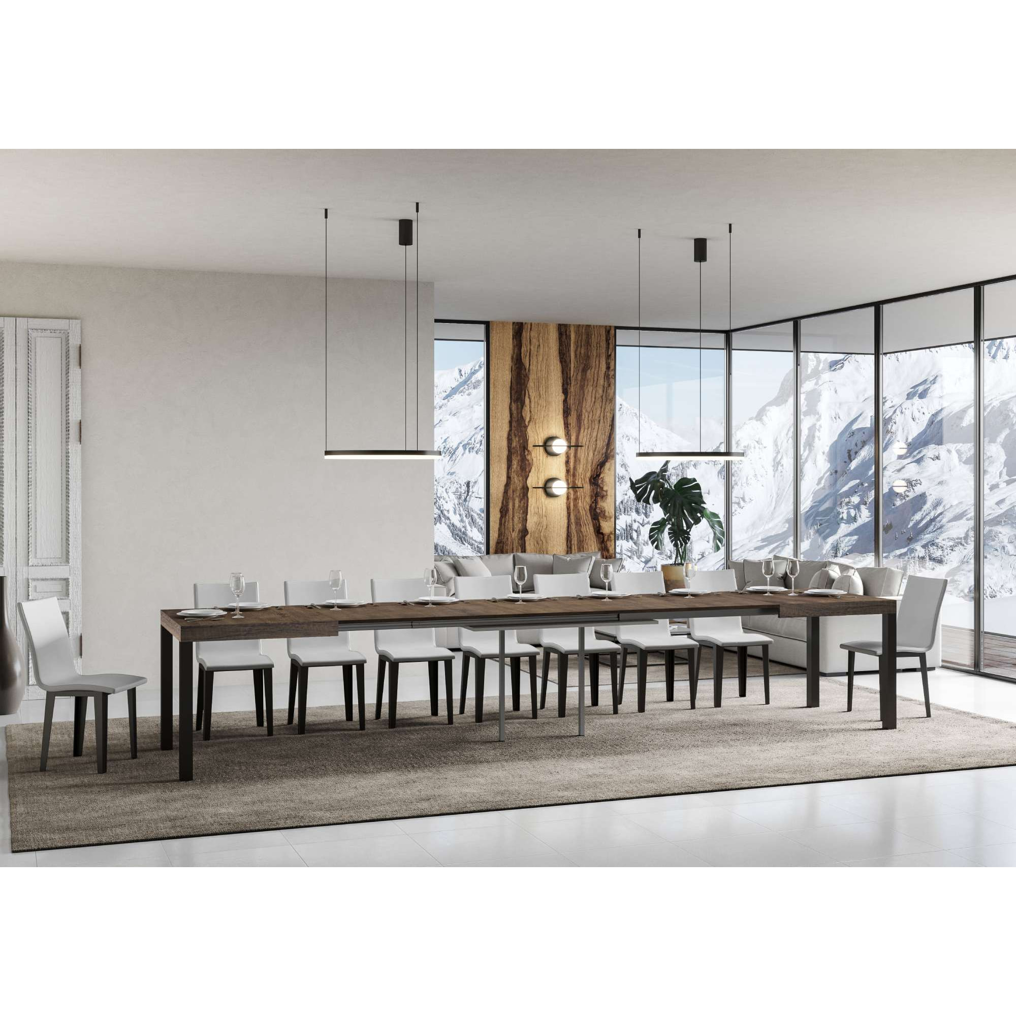 Mesa extensible 90x160/420 cm Everyday Nogal estructura Antracita