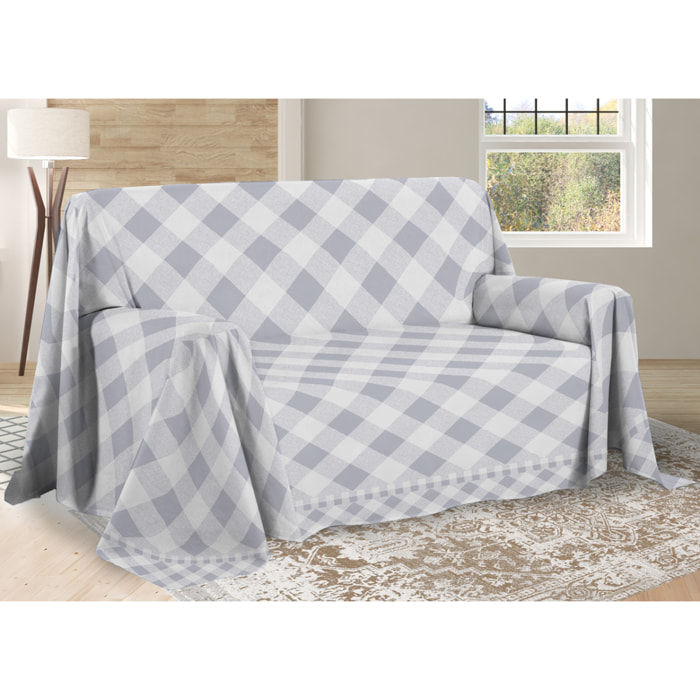 Telo Arredo Multiuso Copritutto 100% Cotone Lovely Check Grigio