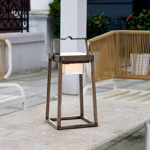 Lanterne solaire effet bois VERONA H30cm