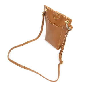 Aidone Bolso bandolera de mujer. Piel auténtica acabado dollaro.