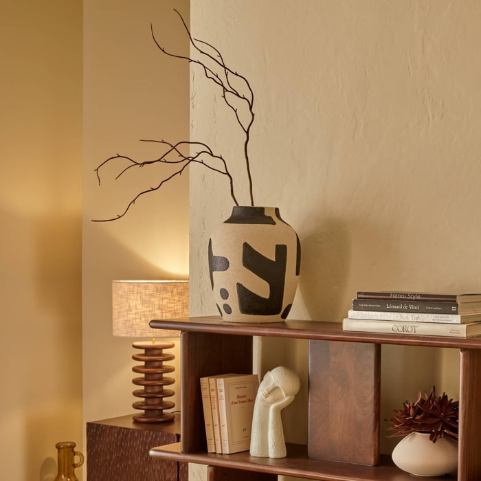 Vase Nyer H.31,5cm beige et noir