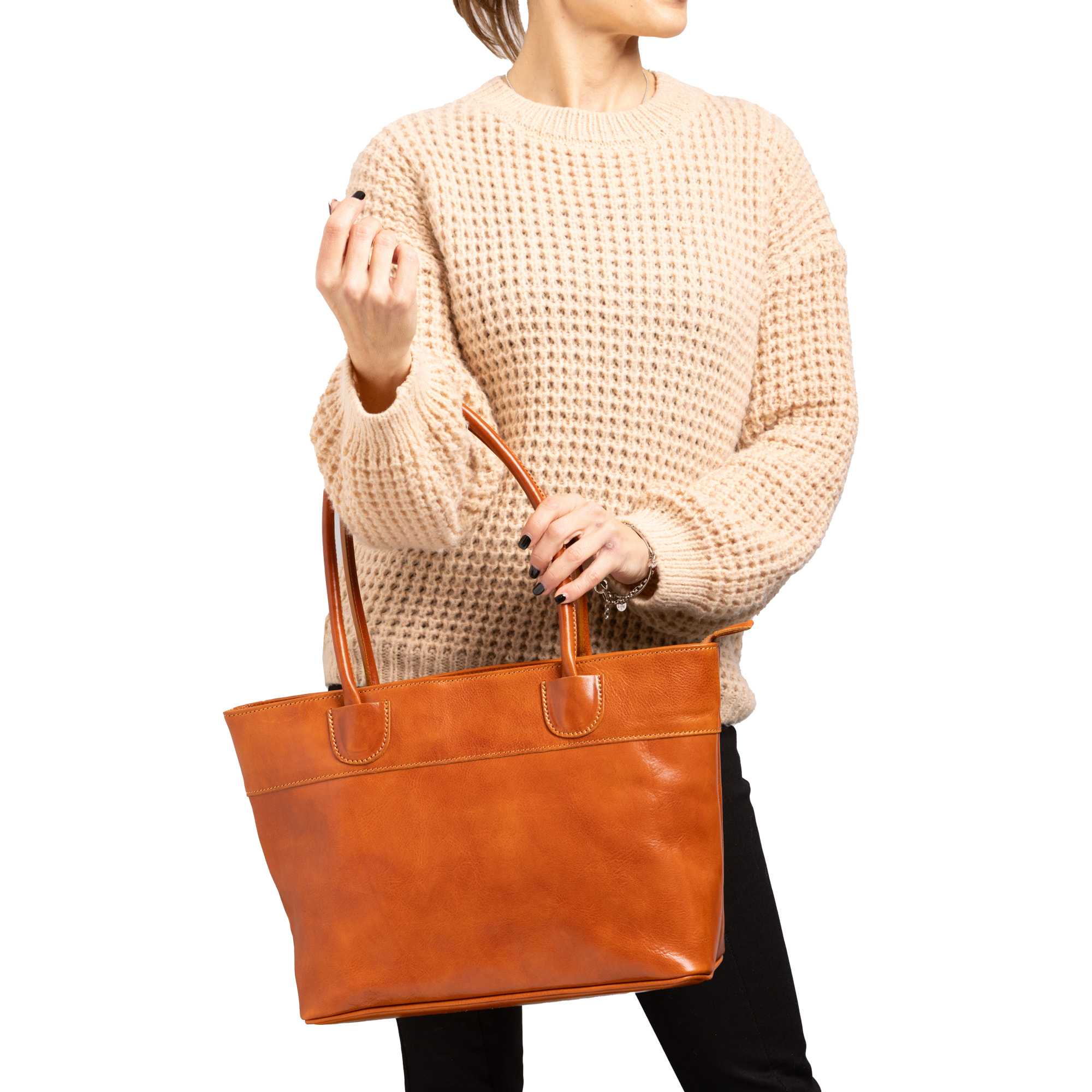 Borsa a tracolla  da uomo In Vera pelle Made in Italy 40x27x14 cm