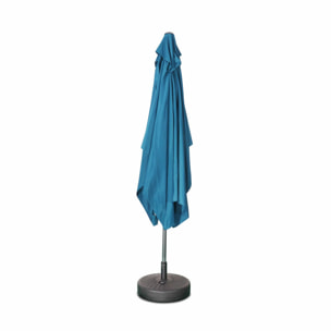 Parasol droit rectangulaire 2x3m - Touquet Bleu canard - mât central en aluminium orientable et manivelle d'ouverture