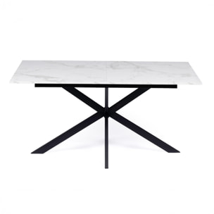 Table à manger extensible Spider 160-200cm effet marbre blanc