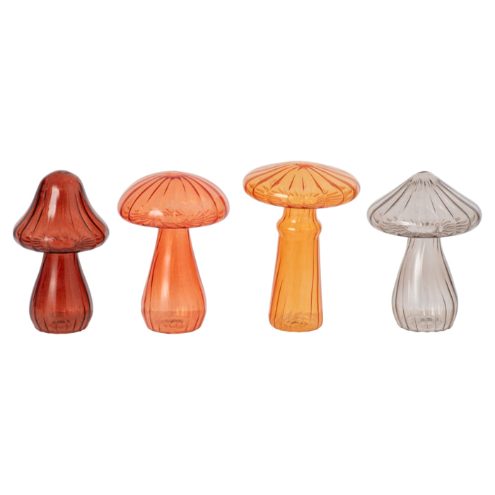 J-Line Champignon - verre multicolore - assortiment de 4
