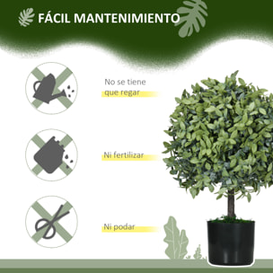 Juego de 2 Árboles de Té Artificiales 55 cm Planta Artificial con 343 Hojas Musgo y Maceta Planta Artificial Decorativa para Interior y Exterior Hogar Salón Oficina Verde