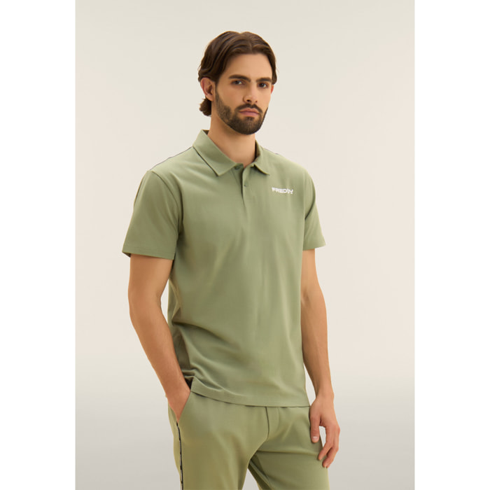 Polo in heavy jersey stretch con logo