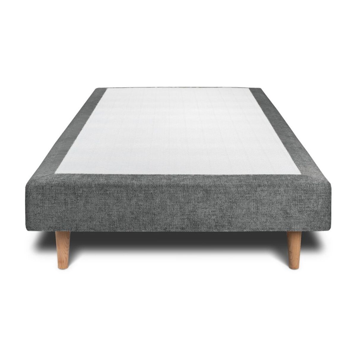 Lit Windsor Sommier tapissier en tissu - pieds bois