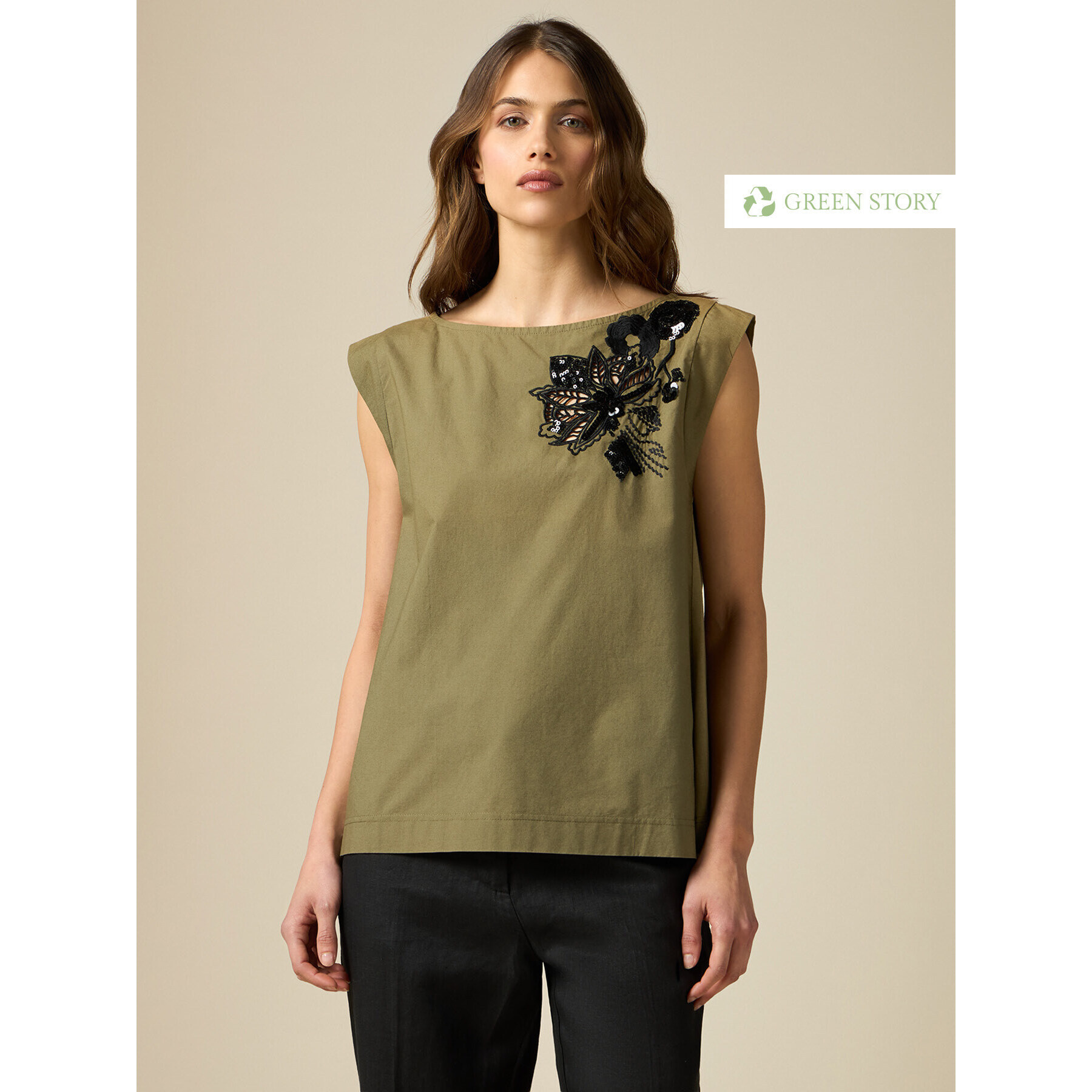 Oltre - Top con bordado - Verde