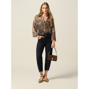 Oltre - Jeans palazzo con strass - Azul