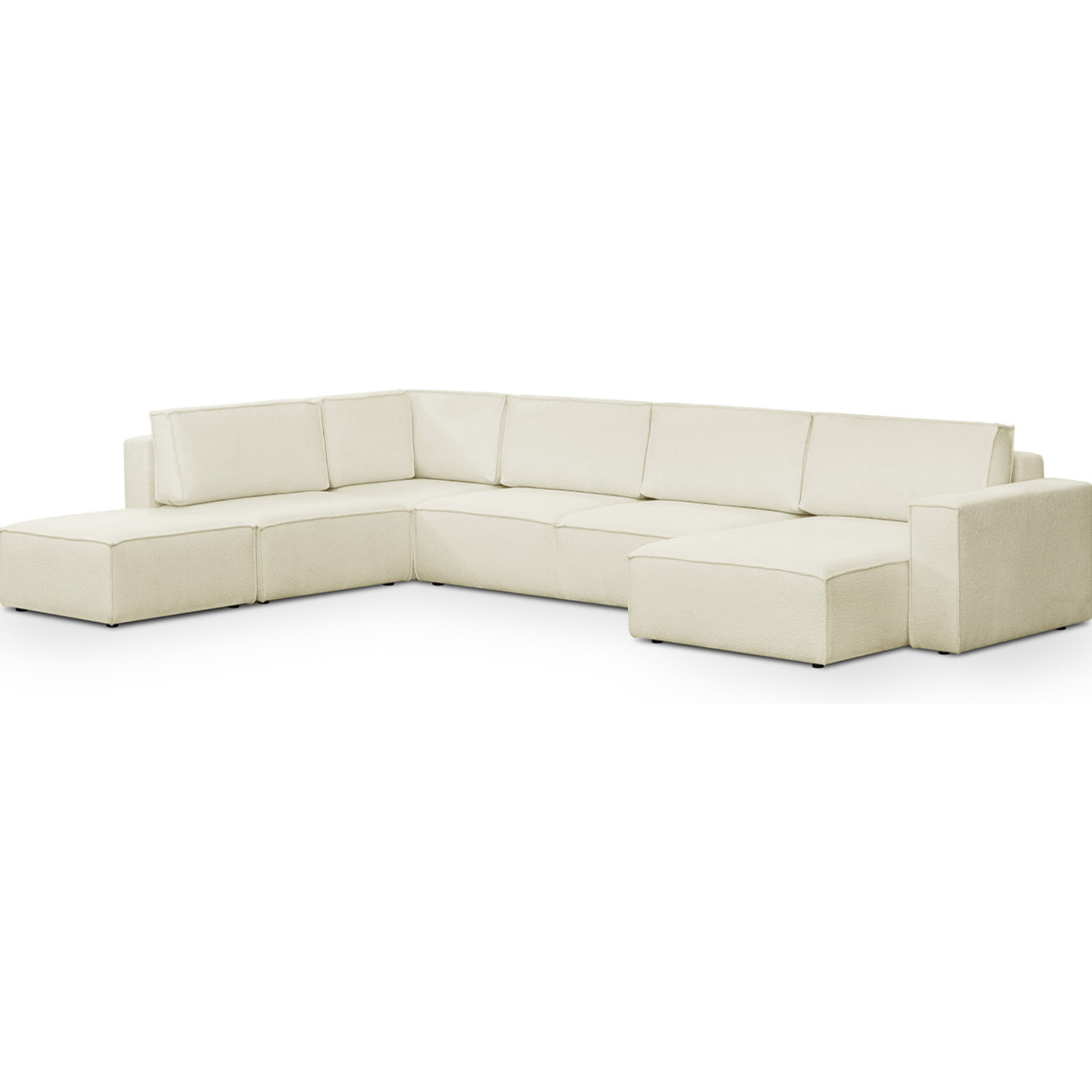 Canapé d'angle gauche convertible 8+1 places en tissu bouclé - HARPER MOD