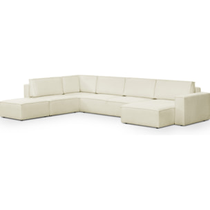 Canapé d'angle gauche convertible 8+1 places en tissu bouclé - HARPER MOD
