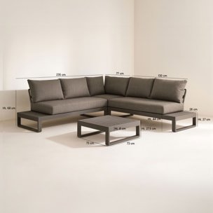 Salon de jardin d'angle 5 places en aluminium et polywood moka MADRAGUE